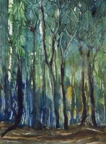 Peinture intitulée "Forêt ombrée" par Valentin, Œuvre d'art originale