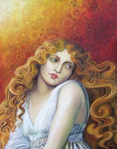 Painting titled "Goddess Head" by Emily Balivet, Original Artwork, Oil