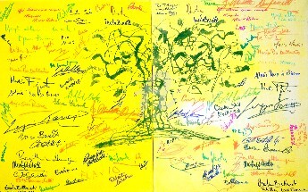 Pittura intitolato "tela delle firme" da Anna Maria Ballarati, Opera d'arte originale