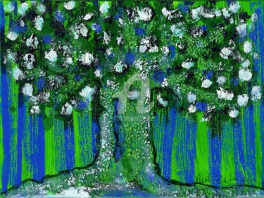 Pittura intitolato "Albero blu" da Anna Maria Ballarati, Opera d'arte originale