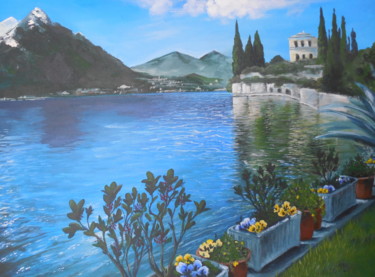 Schilderij getiteld "lake" door Tatyana Chuprina, Origineel Kunstwerk, Acryl
