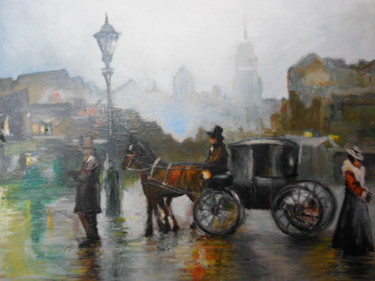 Painting titled "coach in Paris" by Tatyana Chuprina, Original Artwork, Oil