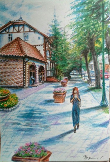 Painting titled ""Прогулка"" by Tatyana Chuprina, Original Artwork, Watercolor