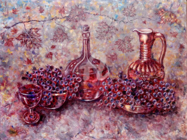 Картина под названием "Дикий виноград" - Baltinart, Подлинное произведение искусства, Масло