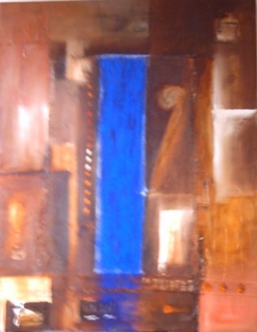 Peinture intitulée "Porte bleue" par Bamar Ndiaye, Œuvre d'art originale