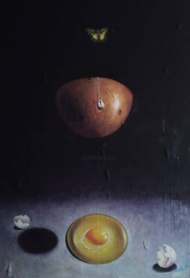 Картина под названием "TALLE ENFANT BENI" - Bamazi Talle, Подлинное произведение искусства, Масло Установлен на Деревянная р…