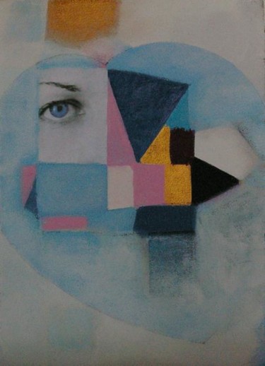Pittura intitolato "She has light blue…" da Claudio Bandini, Opera d'arte originale