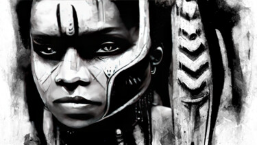 Digital Arts titled "Warrior 1" by Bank3io, Original Artwork, Digital Painting