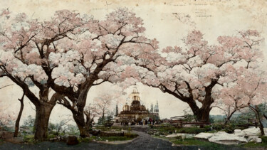 Digital Arts titled "Japanese cherry blo…" by Bank3io, Original Artwork, Digital Painting