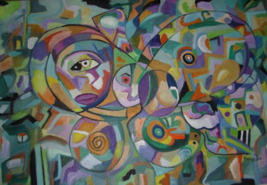 Schilderij getiteld "Regard intense" door Houbaba, Origineel Kunstwerk, Acryl