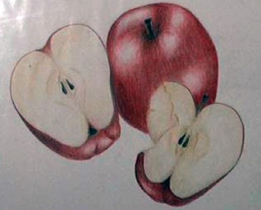 Dessin intitulée "apple" par Ban*S, Œuvre d'art originale
