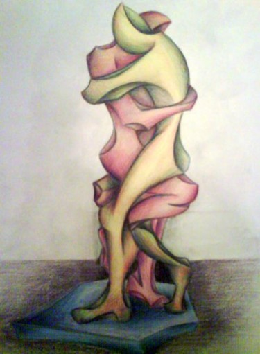 Dibujo titulada "abbraccio" por Ban*S, Obra de arte original, Pastel