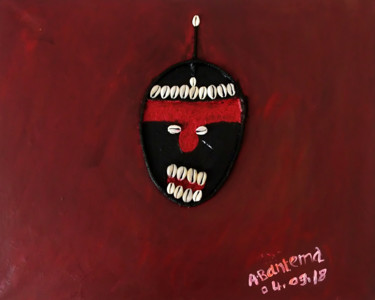 Картина под названием "Masque Foulani pein…" - Bantema, Подлинное произведение искусства, Акрил