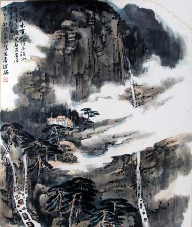绘画 标题为“刘万林中国山水画1” 由半影老人, 原创艺术品
