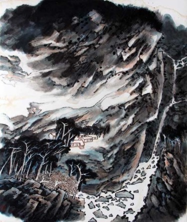 绘画 标题为“刘万林中国山水画3” 由半影老人, 原创艺术品