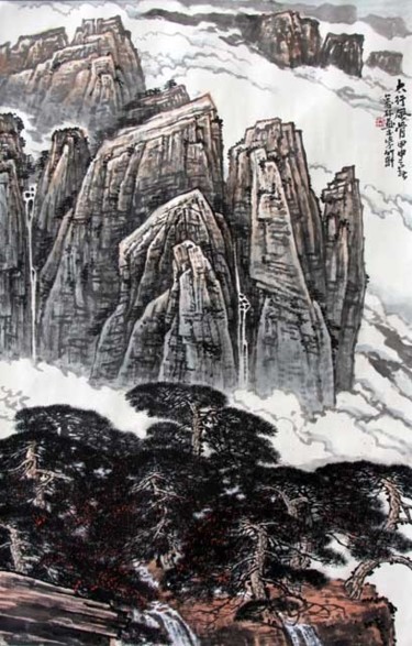 绘画 标题为“刘万林中国山水画9” 由半影老人, 原创艺术品