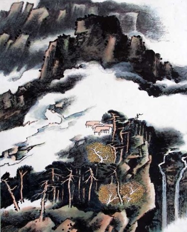 绘画 标题为“刘万林中国山水画11” 由半影老人, 原创艺术品