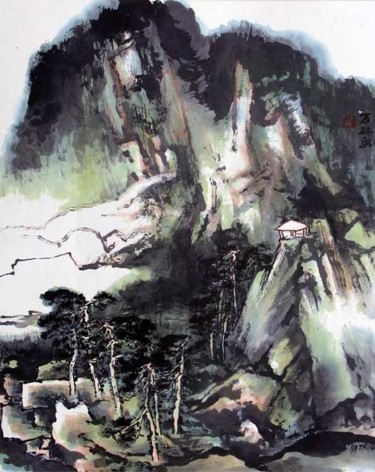 绘画 标题为“刘万林中国山水画12” 由半影老人, 原创艺术品
