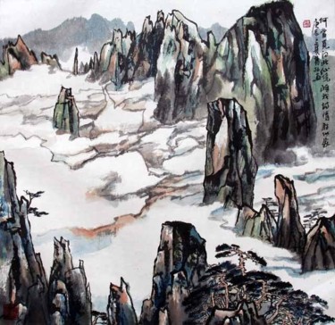 绘画 标题为“刘万林中国山水画16” 由半影老人, 原创艺术品