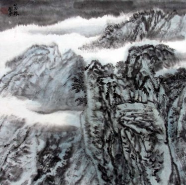 绘画 标题为“刘万林中国山水画24” 由半影老人, 原创艺术品