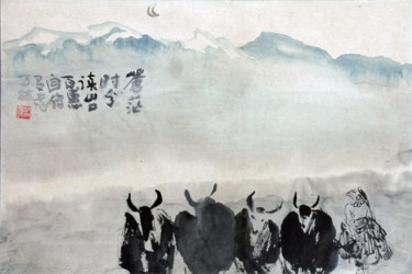 绘画 标题为“刘万林中国山水画34” 由半影老人, 原创艺术品