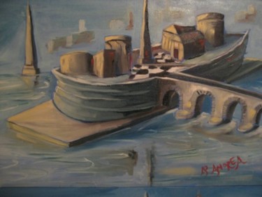 Pittura intitolato "Tiberina Isola Sacra" da Andrea Palermo, Opera d'arte originale