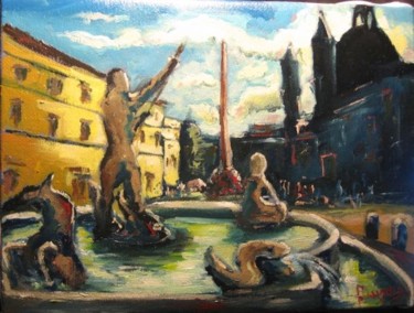Painting titled "Tramonto sul dio Ne…" by Andrea Palermo, Original Artwork, Oil