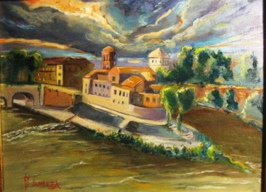 Painting titled "il cuore di Roma" by Andrea Palermo, Original Artwork, Oil