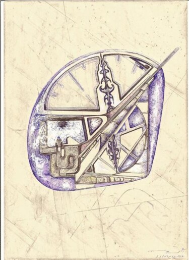 Desenho intitulada "O marcador de tempo" por Baptista Jacobs, Obras de arte originais