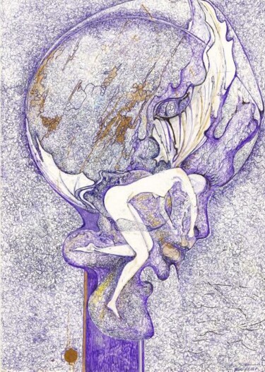 Desenho intitulada "A ninfa azul" por Baptista Jacobs, Obras de arte originais
