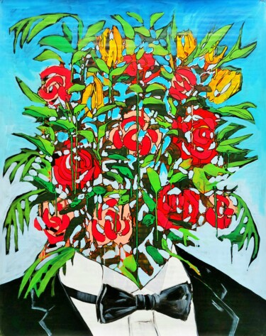 Schilderij getiteld "Smoking Flowers" door Baptiste Laurent, Origineel Kunstwerk, Acryl