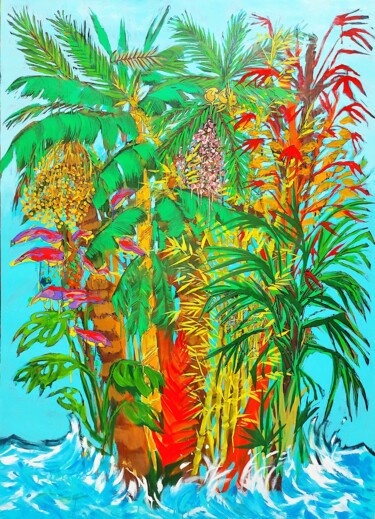 Peinture intitulée "Bouquet de jungle s…" par Baptiste Laurent, Œuvre d'art originale, Acrylique