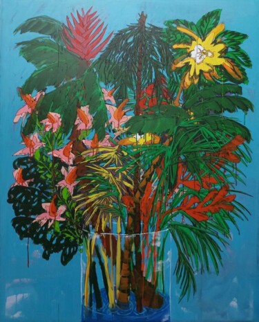 Peinture intitulée "Bouquet de jungle 2" par Baptiste Laurent, Œuvre d'art originale, Acrylique Monté sur Châssis en bois