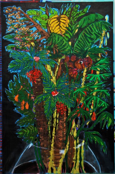 Peinture intitulée "Bouquet de jungle 1" par Baptiste Laurent, Œuvre d'art originale, Acrylique Monté sur Châssis en bois