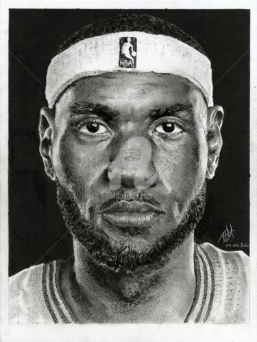 Rysunek zatytułowany „LeBron James” autorstwa Baptiste Molard (ArtBat), Oryginalna praca, Atrament