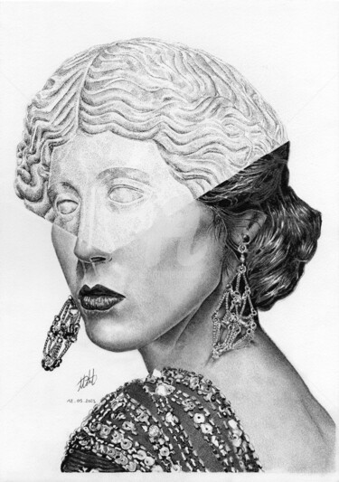 Dibujo titulada "Alpha Female" por Baptiste Molard (ArtBat), Obra de arte original, Lápiz