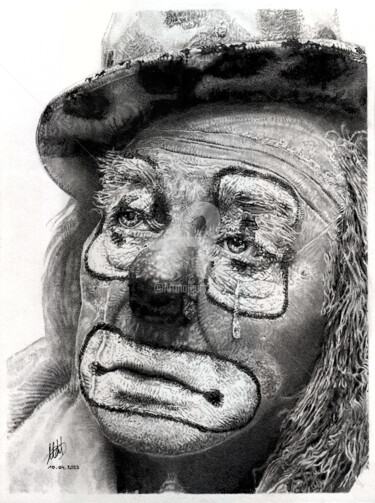 Drawing titled "Funny Sadness" by Baptiste Molard (ArtBat), Original Artwork, Ink