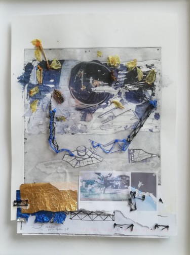 Collages intitolato "Ce qui est derrière…" da Baptiste Vanweydeveldt, Opera d'arte originale, Carta Montato su Altro pannell…