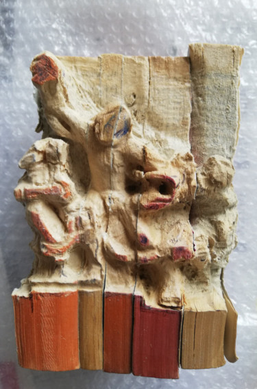 Skulptur mit dem Titel "BlockBook#Laocoon" von Baptiste Vanweydeveldt, Original-Kunstwerk, Papier