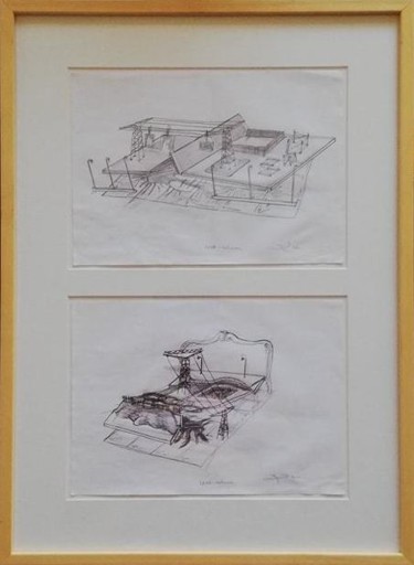 Dessin intitulée "double croquis de L…" par Baptiste Vanweydeveldt, Œuvre d'art originale, Stylo à bille