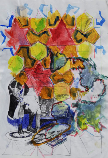 Dibujo titulada "Arrangement" por Baptiste Vanweydeveldt, Obra de arte original, Bolígrafo