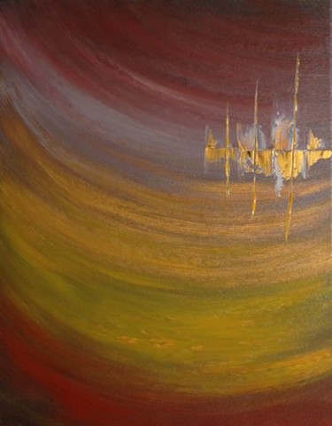 Peinture intitulée "château en or" par Baptyste, Œuvre d'art originale