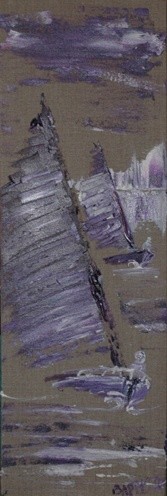 Peinture intitulée "voile mauve" par Baptyste, Œuvre d'art originale