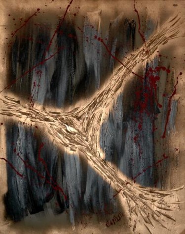 Peinture intitulée "pied de vigne en fo…" par Baptyste, Œuvre d'art originale