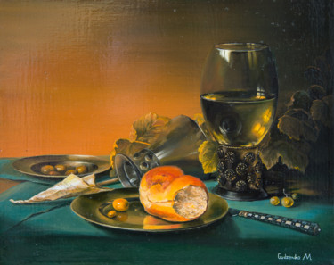 Картина под названием "Завтрак" - Maria Gudzenco, Подлинное произведение искусства, Масло