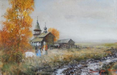 Painting titled "Поздняя осень" by Galina Baranova, Original Artwork, Oil
