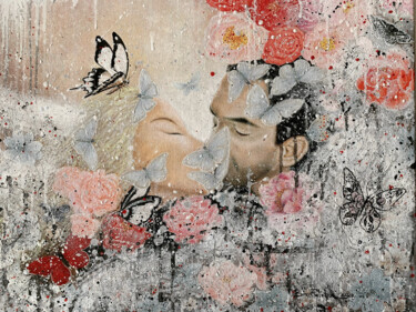 Картина под названием "“Love’s Whisper”" - Bara Puletz, Подлинное произведение искусства, Масло