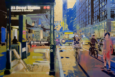 New York - 23rd Street station Peinture intitulée "New York - 23rd Str…" par Zsombor Barakonyi, Œuvre d'art originale, Acrylique