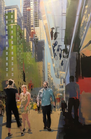Malarstwo zatytułowany „Broadway Sunday” autorstwa Zsombor Barakonyi, Oryginalna praca, Akryl Zamontowany na Panel drewniany
