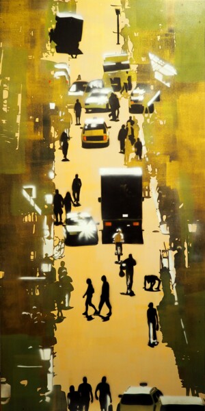 Картина под названием "Vertical street 3" - Zsombor Barakonyi, Подлинное произведение искусства, Акрил Установлен на Деревян…